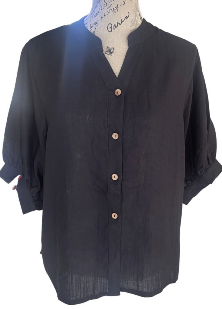 Linen blend button back detail shirt (Copy) - Image 2